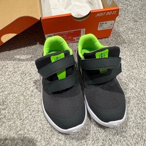 Nike Kids Black Sneakers with Neon Green Accents
